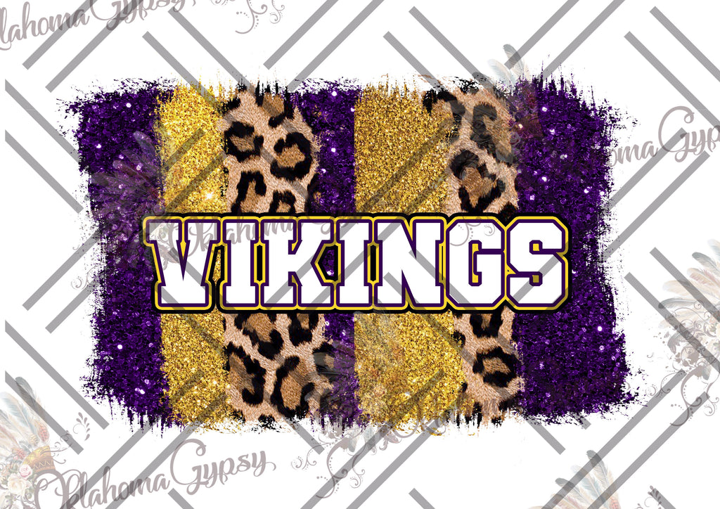 Vikings Leopard & Glitter Stripes Digital File