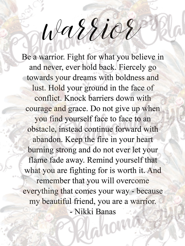 Warrior Quote Inspired Digital File