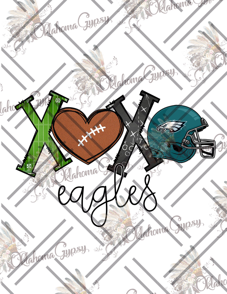 XOXO Eagles Football Doodle Digital File